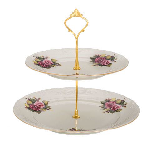 2 Tier Cake Stand Ecru