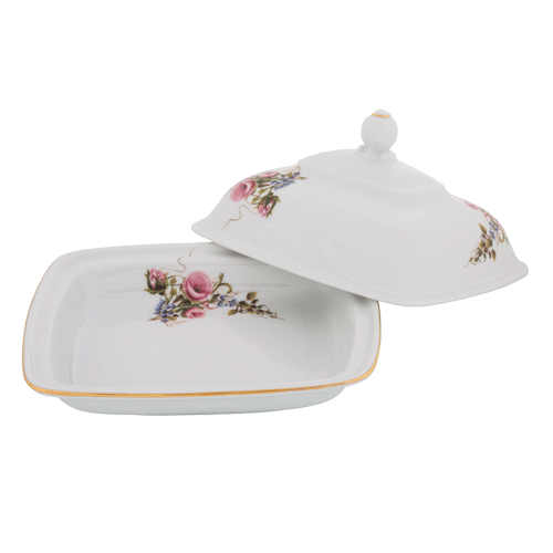 Butter Dish Pink Buds